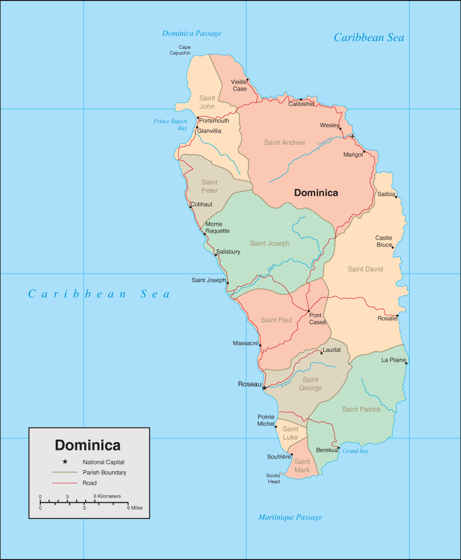 Dominica stadte Map